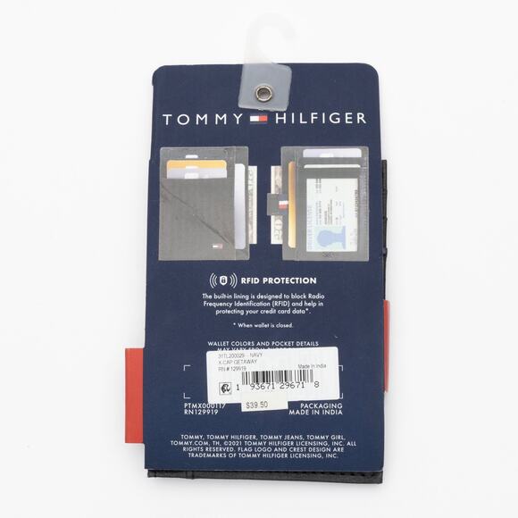 Tommy Hilfiger Men Rfid Extra Capacity Getaway Card Case Navy - Picture 4 of 4